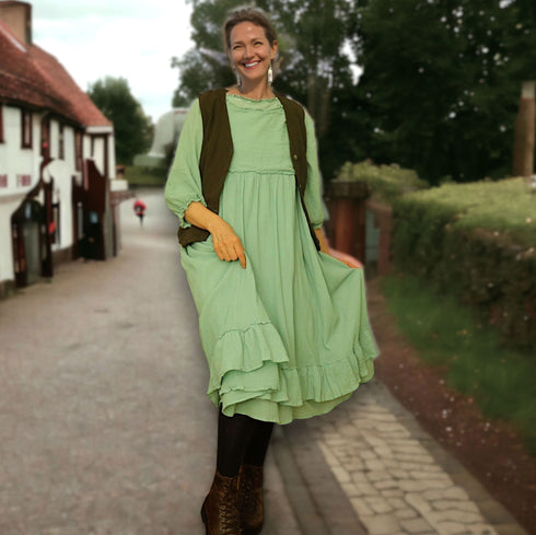 Summer dress. Women's dress made of melted canvas.